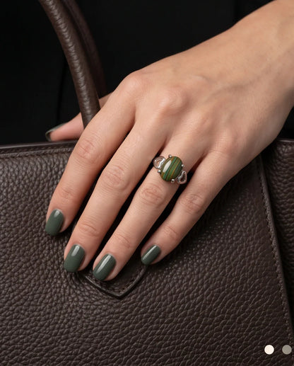 Earthy Heart Banded Agate Ring
