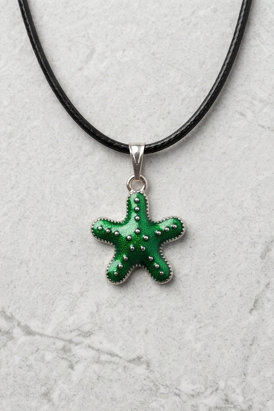 Gold and Green Starfish Pendant Necklace