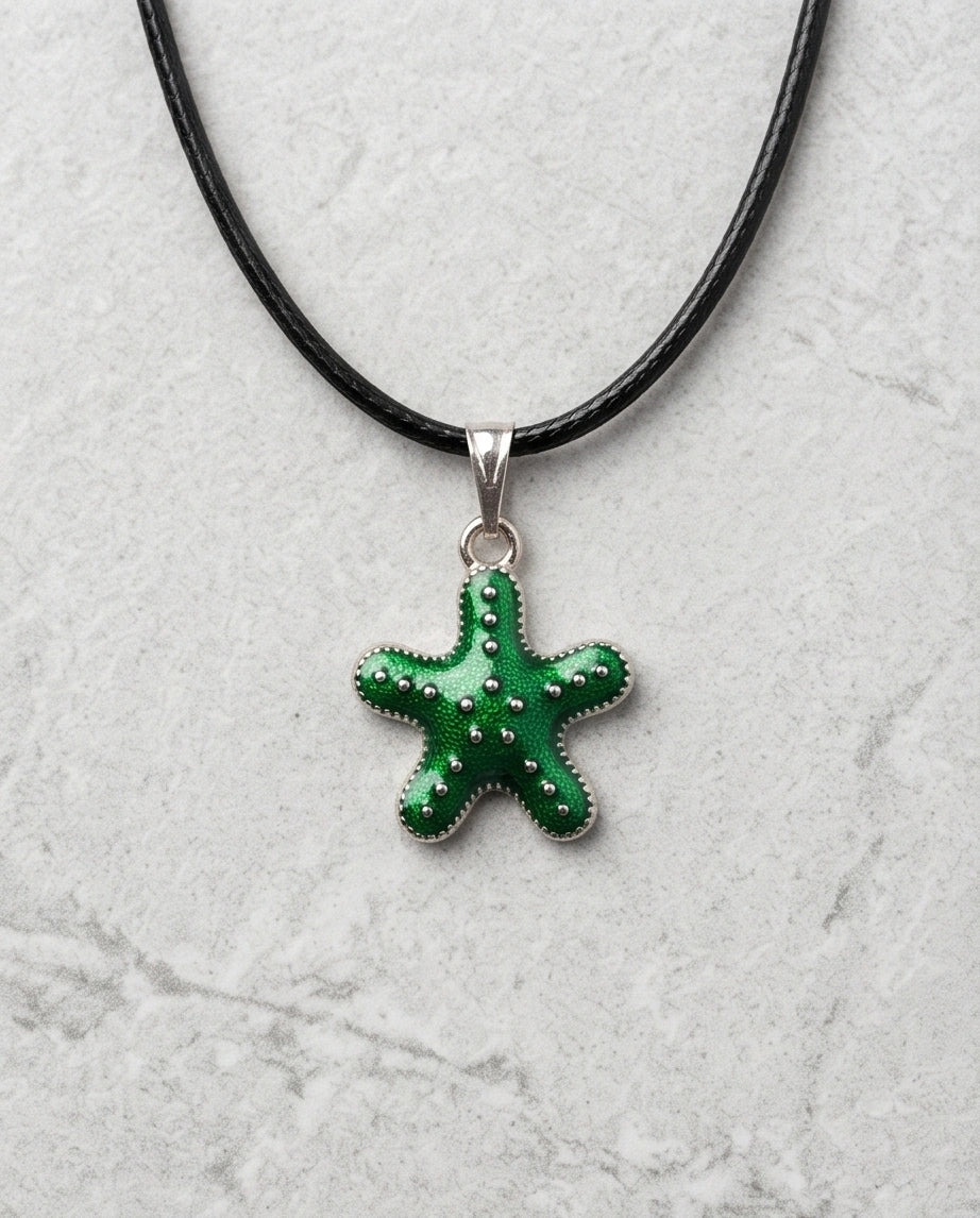 Gold and Green Starfish Pendant Necklace