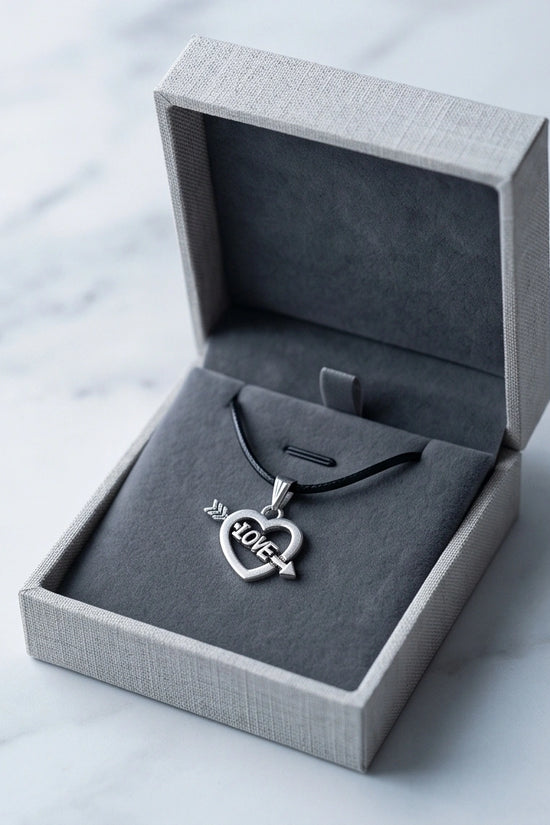 The Pierced Heart: Minimalist "LOVE" Arrow Pendant Necklace