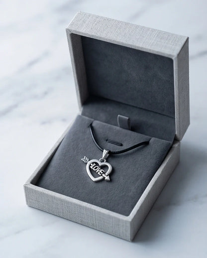 The Pierced Heart: Minimalist "LOVE" Arrow Pendant Necklace