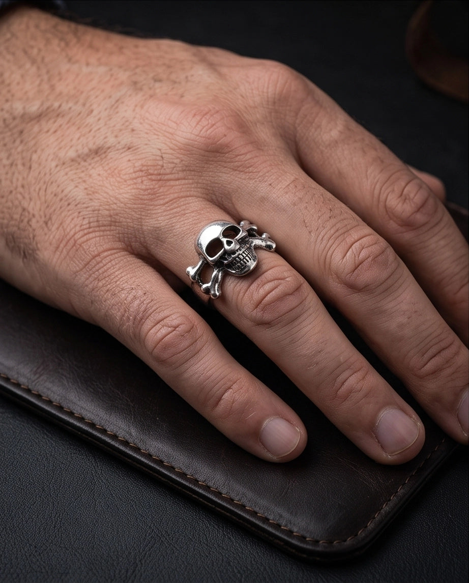 Jolly Roger Crossbones Skull Ring
