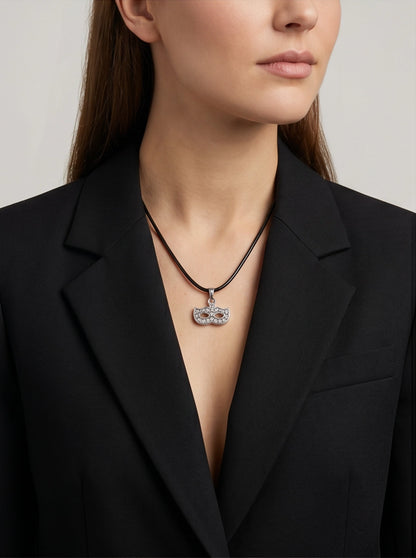 Silver Masquerade Mask Pendant Necklace