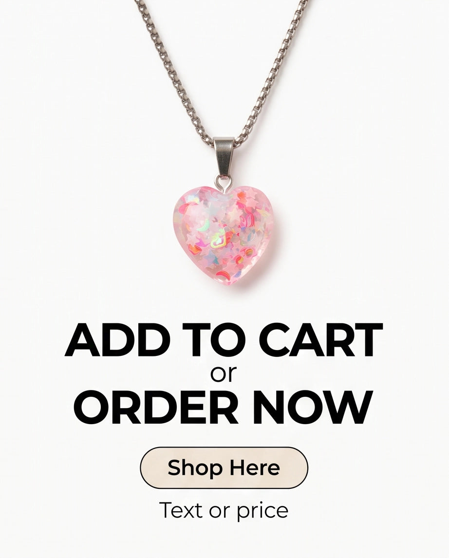 Silver Faceted Rose Pink Glitter Heart Resin Pendant Necklace