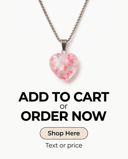 Silver Faceted Rose Pink Glitter Heart Resin Pendant Necklace