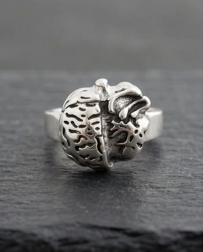 Gothic Sterling Silver Brain and Heart Split Ring