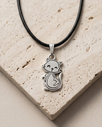 Silver Cute Cat Pendant Necklace