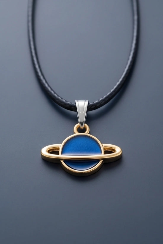 Vibrant Blue Saturn Planet Pendant