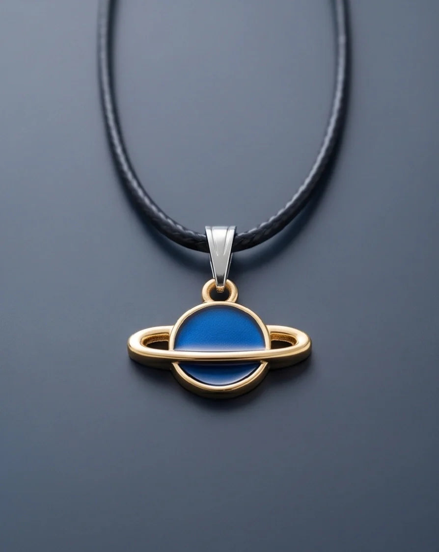 Vibrant Blue Saturn Planet Pendant