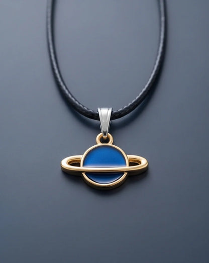 Vibrant Blue Saturn Planet Pendant