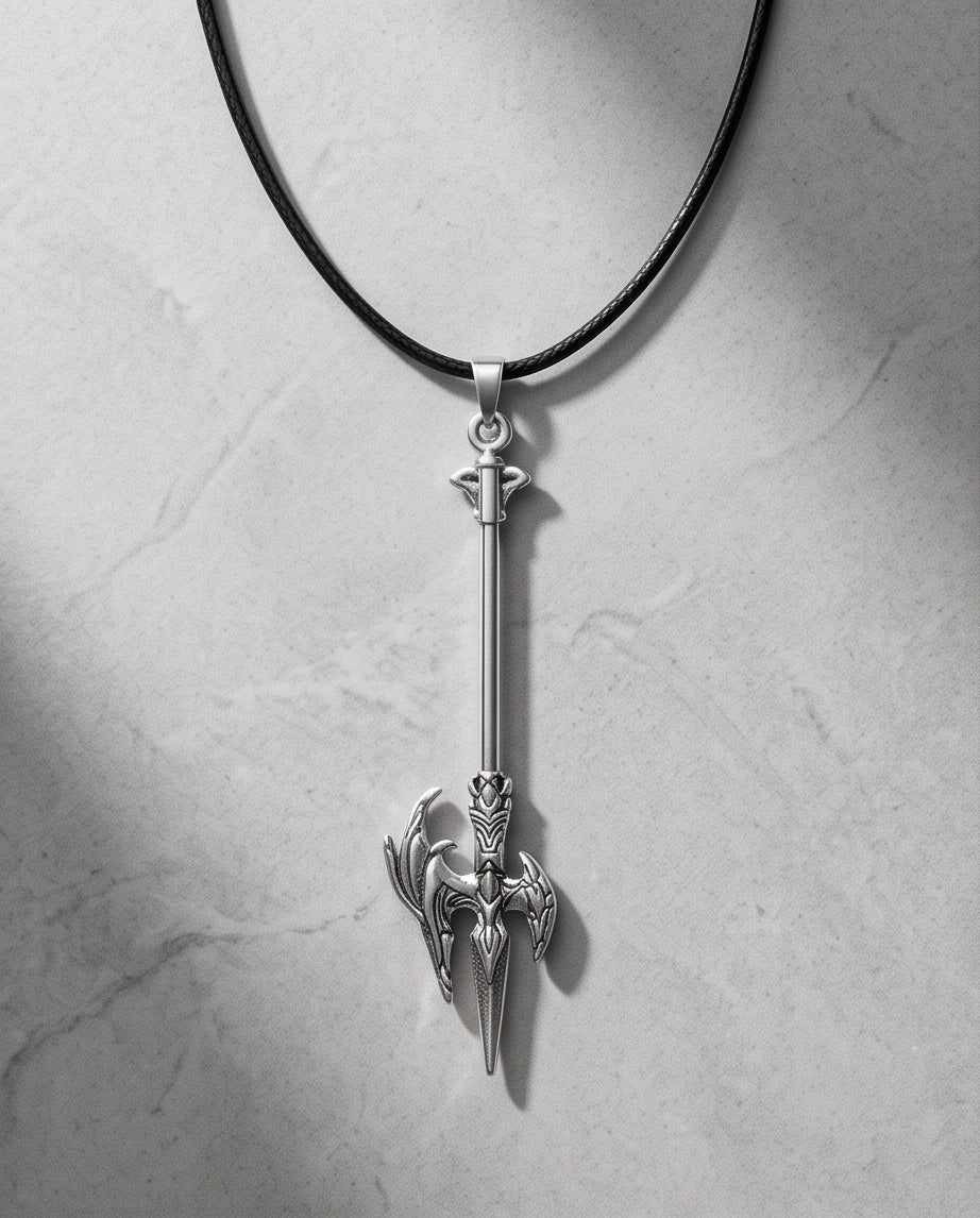 Winged Halberd Spear Necklace