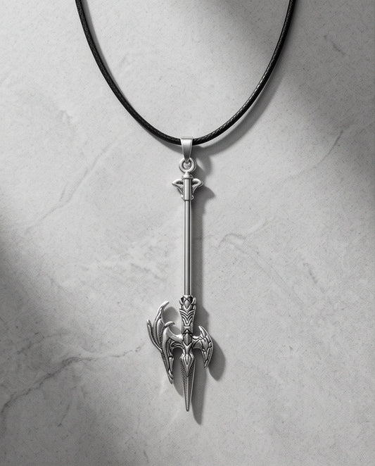 Winged Halberd Spear Necklace