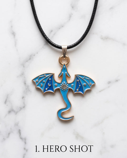 Blue Celestial Dragon Cord Necklace