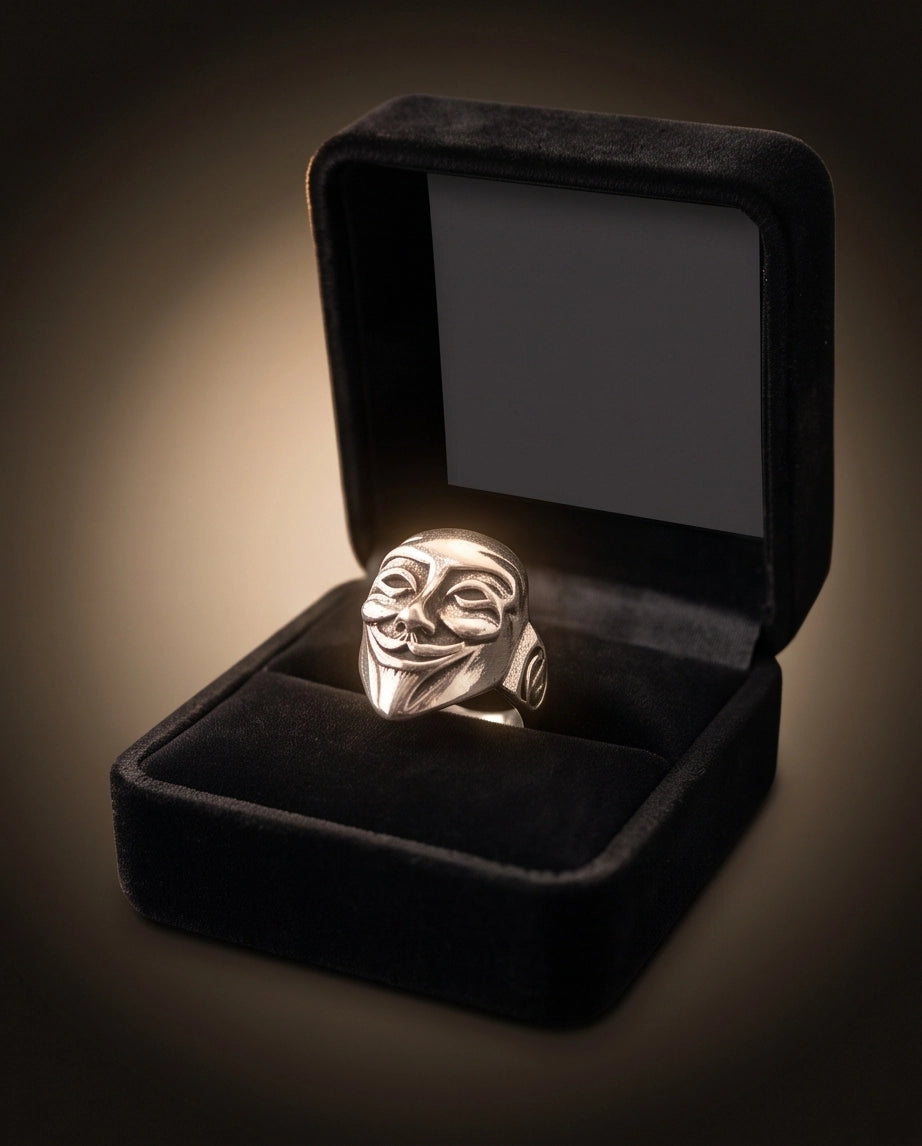 Guy Fawkes Mask Sculpted Ring