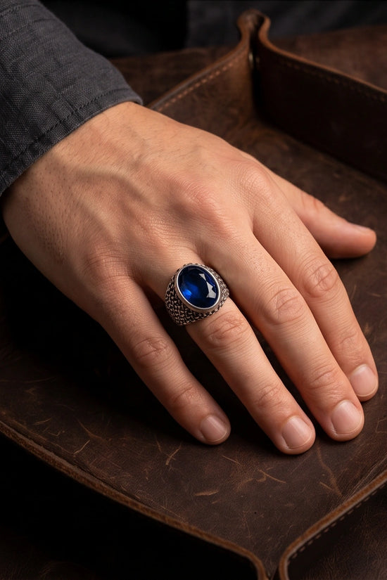 Imperial Sapphire Mesh Signet Ring