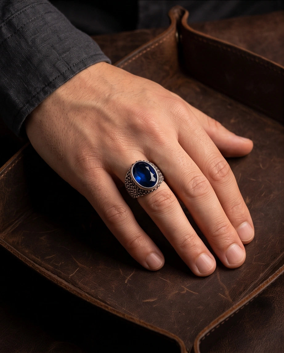 Imperial Sapphire Mesh Signet Ring
