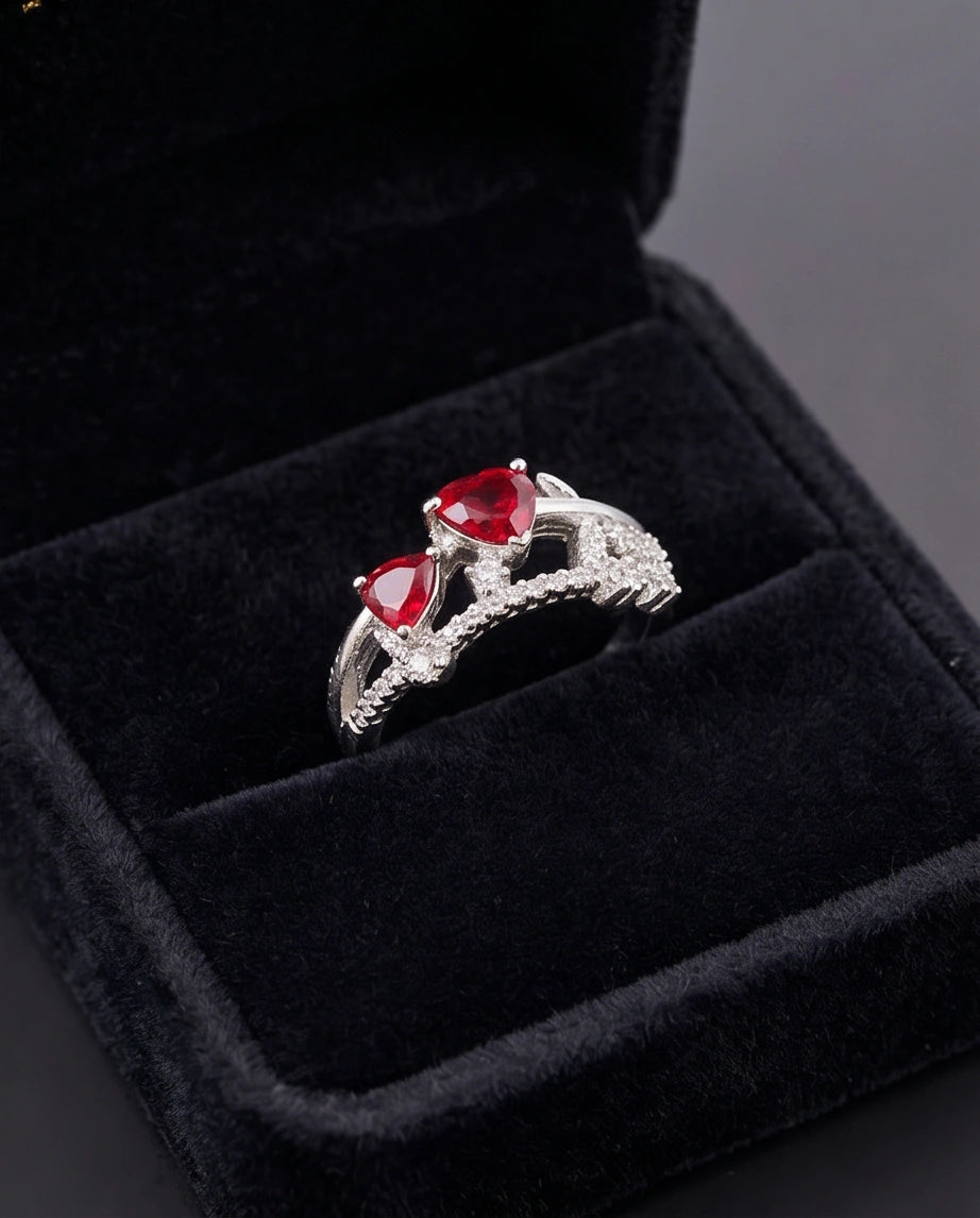 Crimson Dual Pear Vine Ring