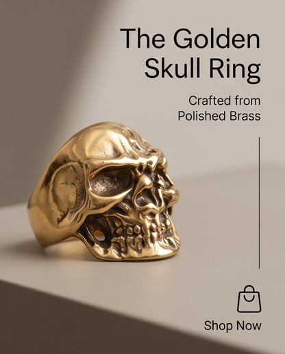 Polished Anatomical Skull Gold Ring