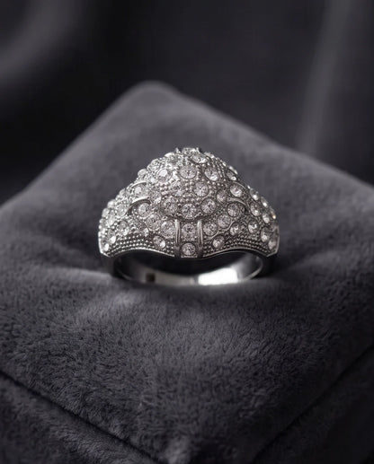 Full-Pavé Starburst Dome Signet Ring
