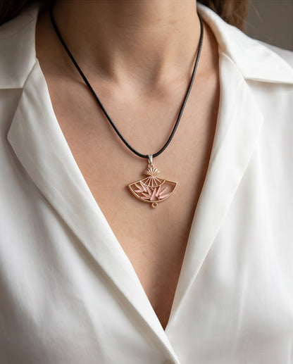 Blush Pink Fan Pendant Necklace