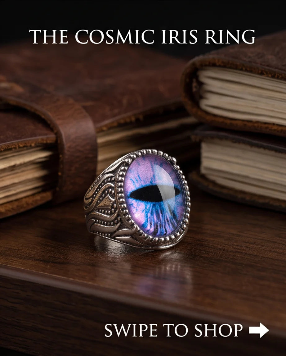 Nebula Slit-Pupil Beaded Silver Ring