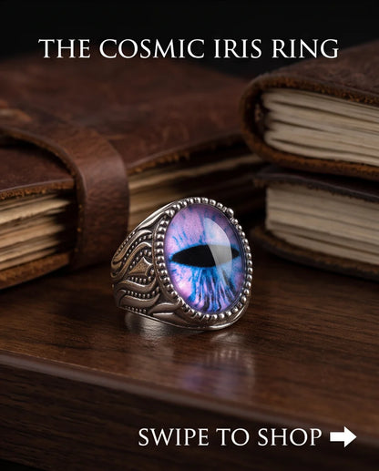 Nebula Slit-Pupil Beaded Silver Ring