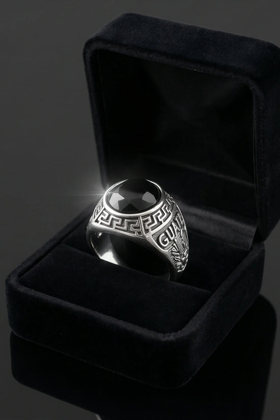 Vintage Black Onyx Military Signet Ring