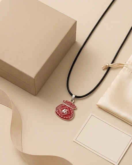 Traditional Red "Fu" Lucky Money Bag Pendant Necklace