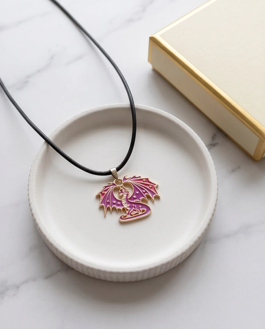 Celestial Magenta Dragon Pendant Necklace