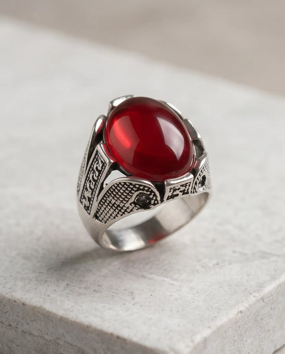 Crimson Legacy Stippled Signet Ring