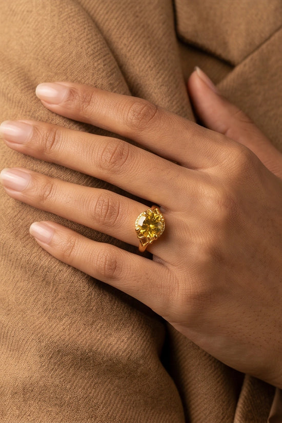 Golden Solis Citrine Filigree Ring