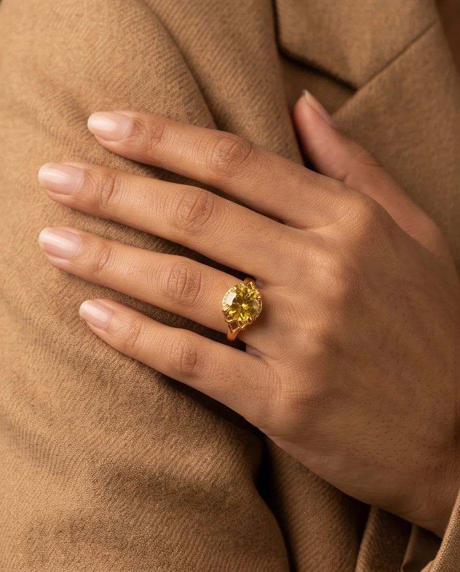 Golden Solis Citrine Filigree Ring
