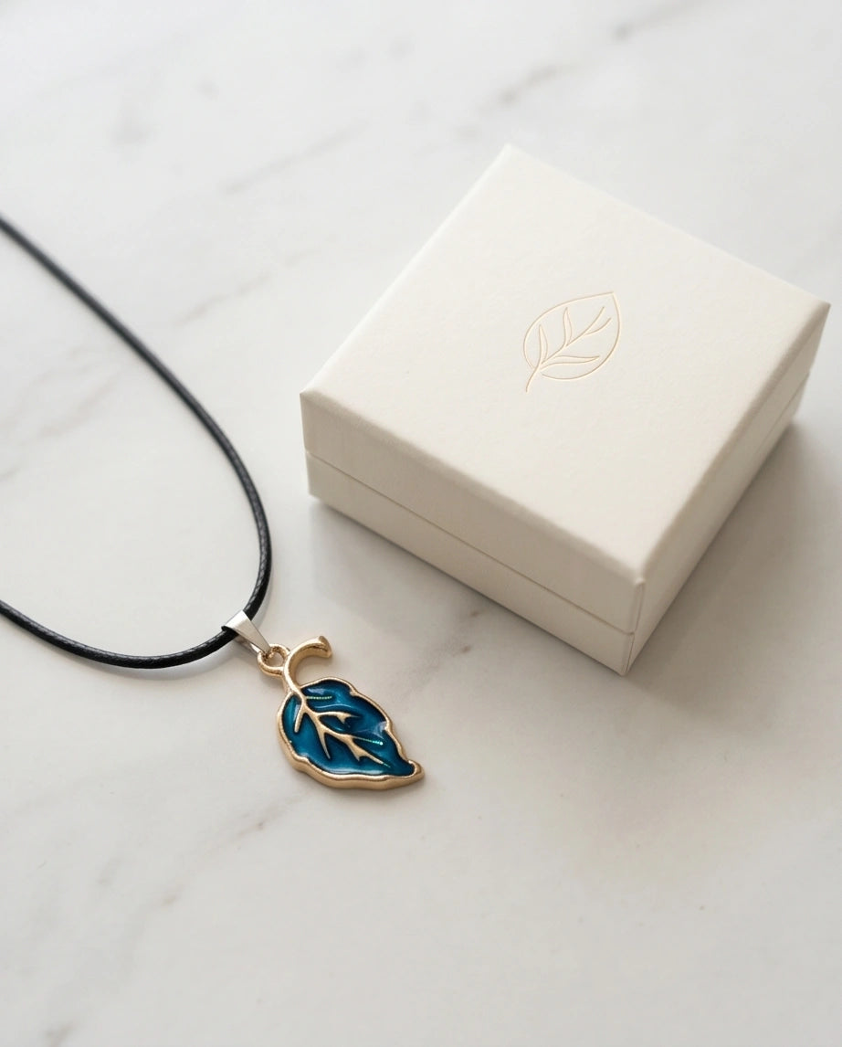 Cyan Leaf Botanical Pendant