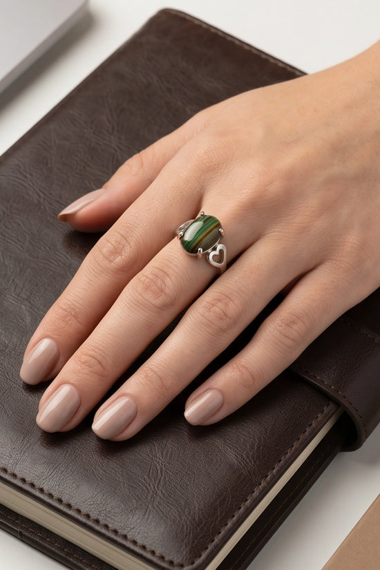 Earthy Heart Banded Agate Ring