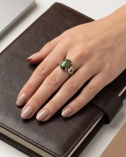 Earthy Heart Banded Agate Ring