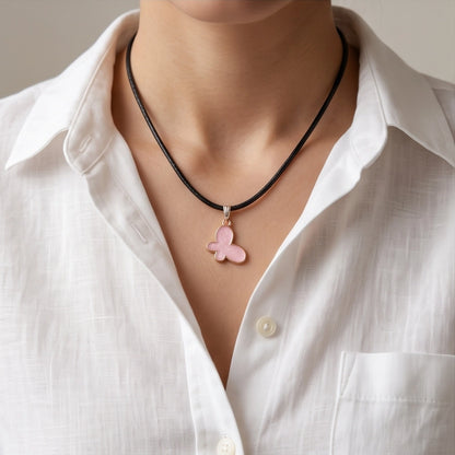 Soft Pink Butterfly Cord Necklace