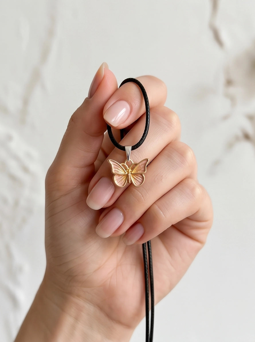 Gold & Rose Gold Butterfly Pendant Necklace