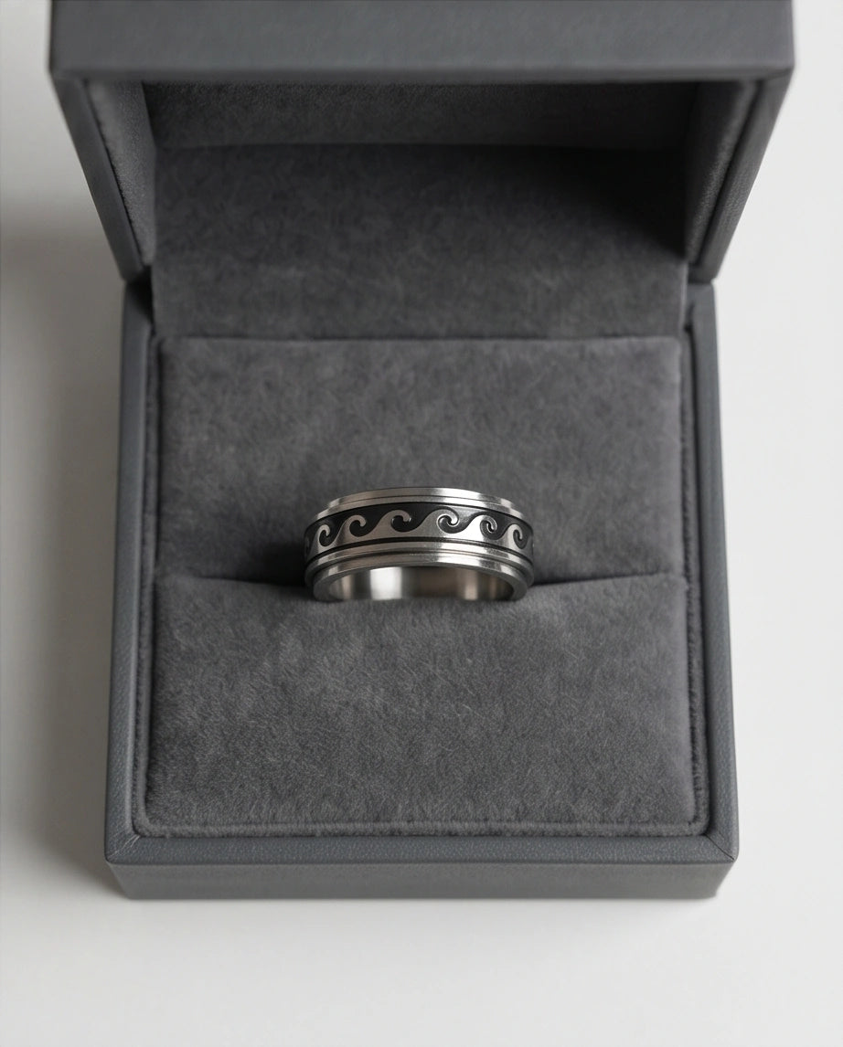 Minimalist Ocean Wave Engraved Band Ring