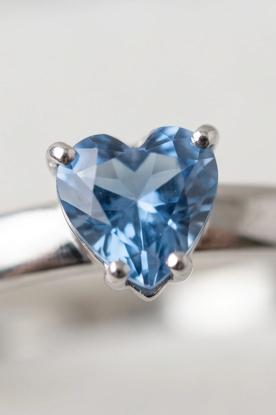 Sterling Silver Heart-Cut Blue Topaz Solitaire Ring