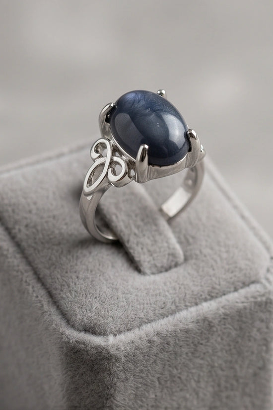 Silver Sapphire Filigree Ring