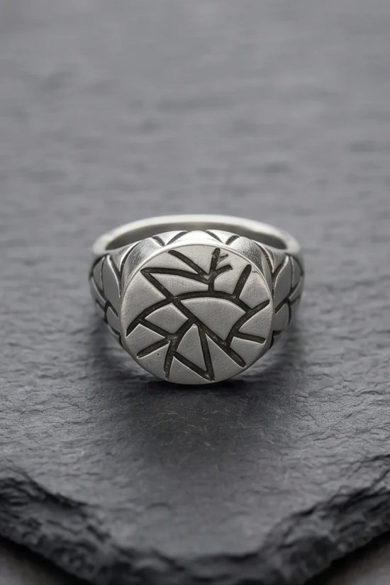 Sterling Silver Abstract Geometric Signet Ring
