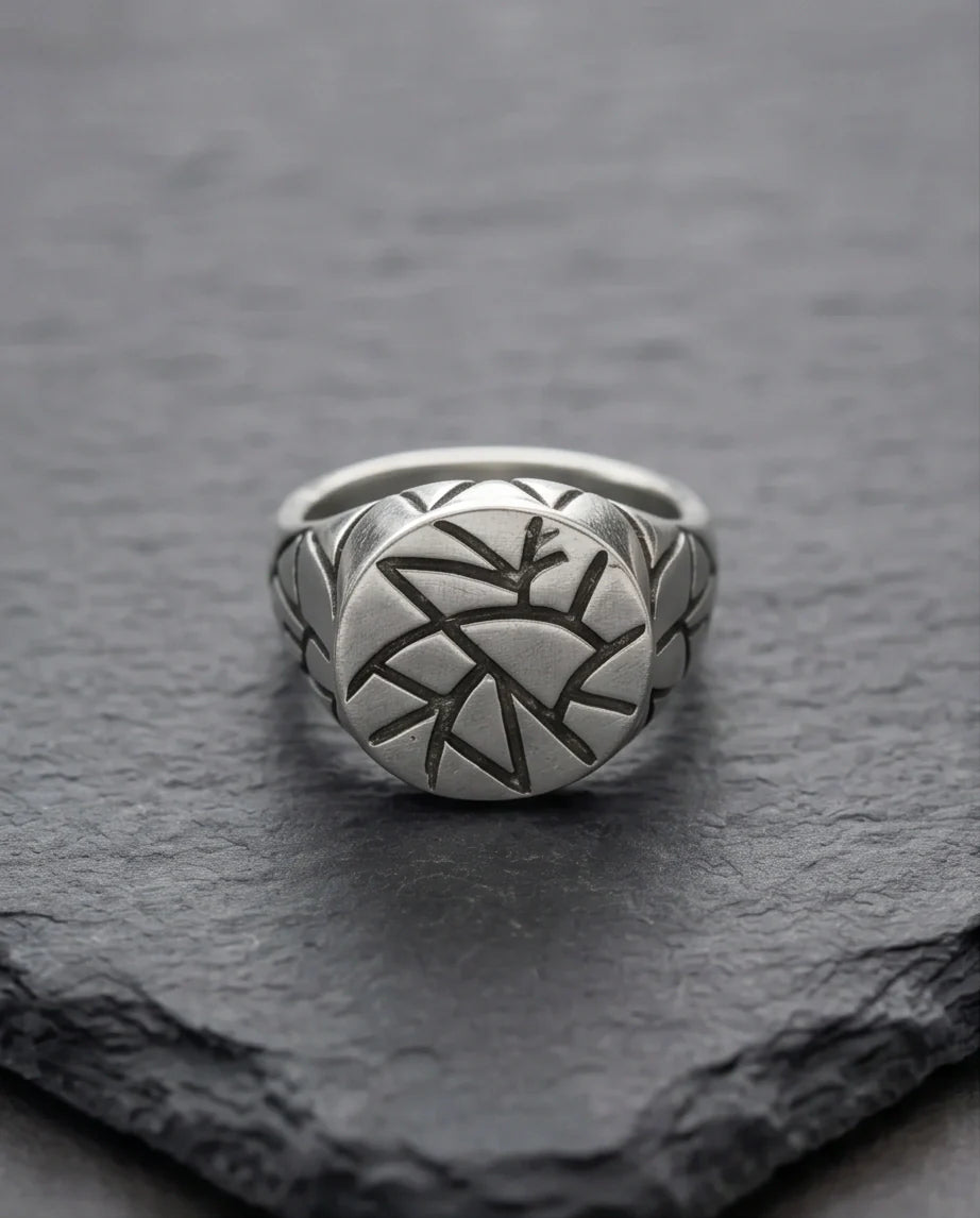Sterling Silver Abstract Geometric Signet Ring