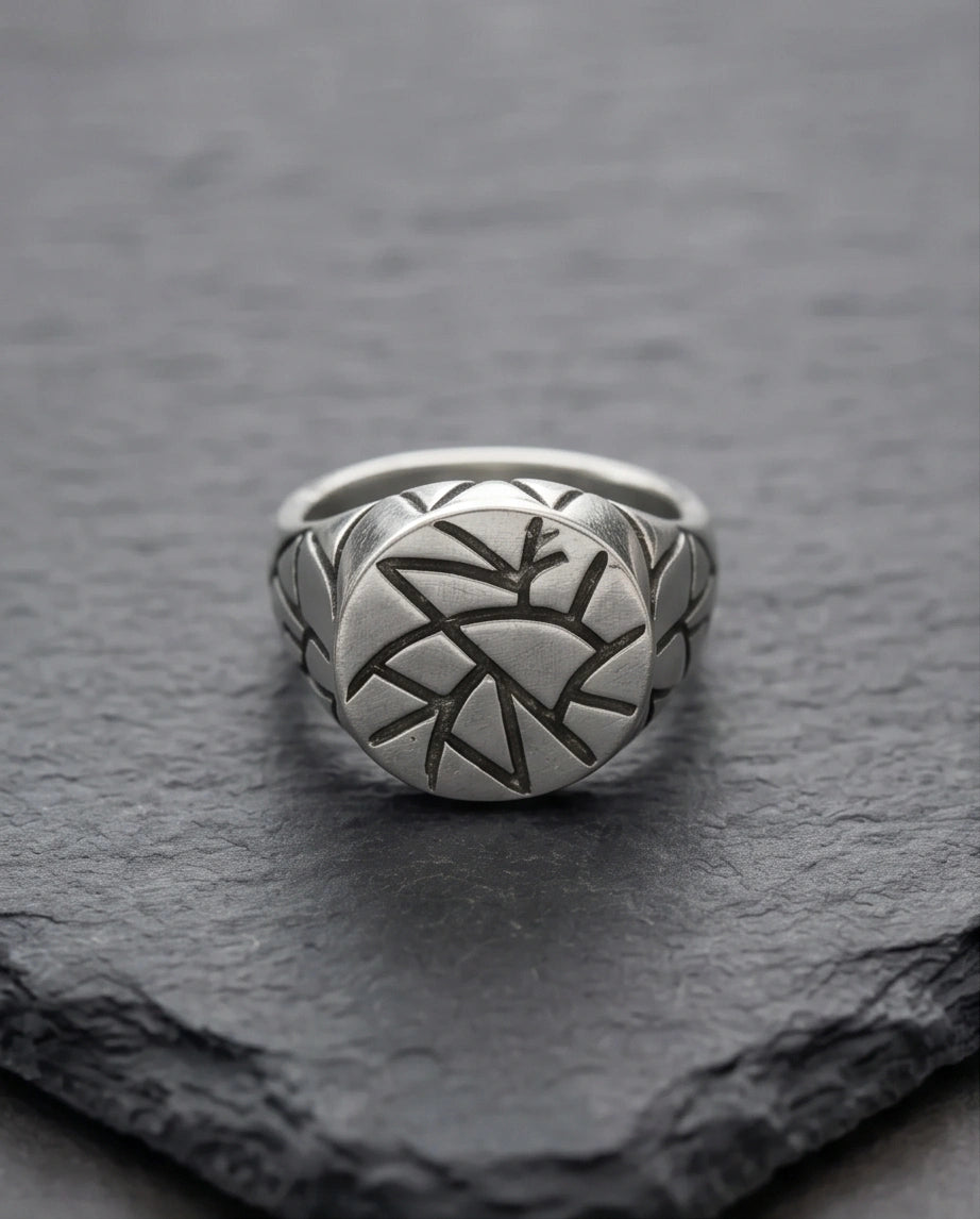 Sterling Silver Abstract Geometric Signet Ring