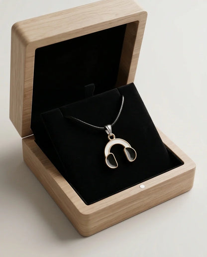 Gold and Black Headphones Necklace