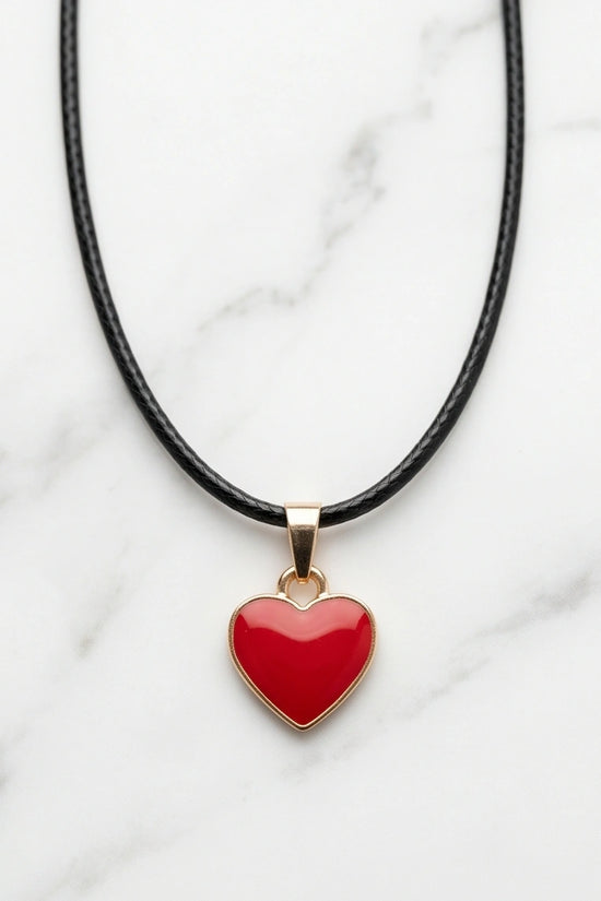 Gold and Red Classic Heart Necklace
