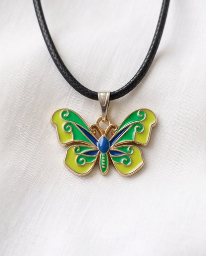Vibrant Multi-Color Butterfly Pendant Necklace