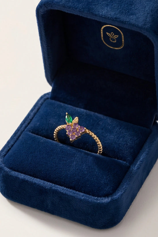 Golden Amethyst Grape Vine Ring