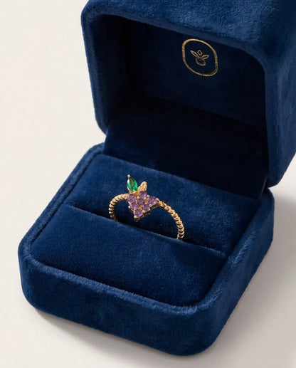 Golden Amethyst Grape Vine Ring
