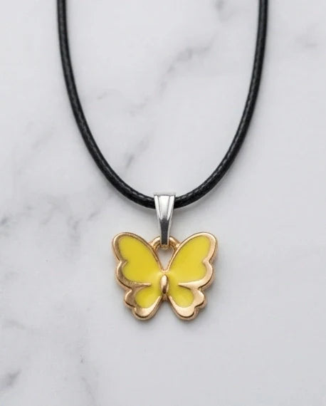 Golden Glow Butterfly Pendant Necklace