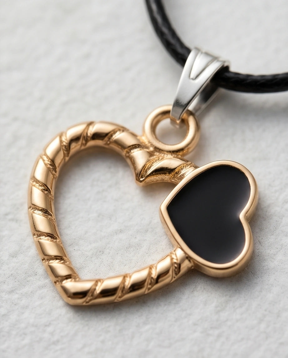 Gold Twisted Double Heart Necklace